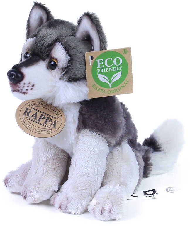 Fotografie PLYŠ Vlk sedící 15cm Eco-Friendly *PLYŠOVÉ HRAČKY*