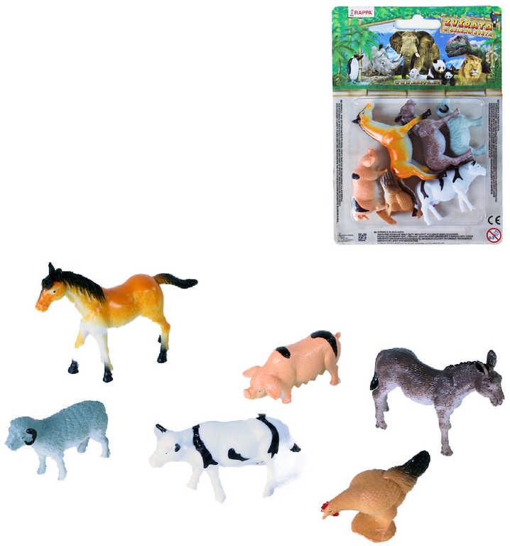 Fotografie Zvířata domácí farma 5-6cm plastové figurky zvířátka set 6ks blistr