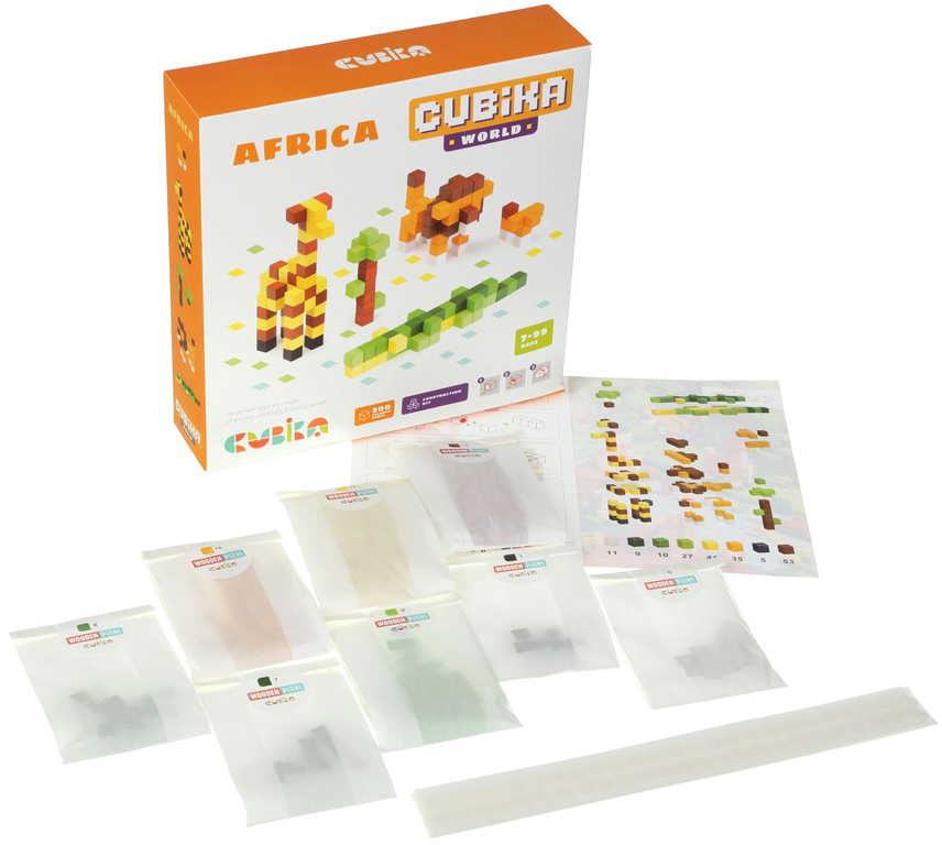 Fotografie CUBIKA - Cubik 15306 Pixel "Afrika" - dřevěná 3D stavebnice 200 kostek