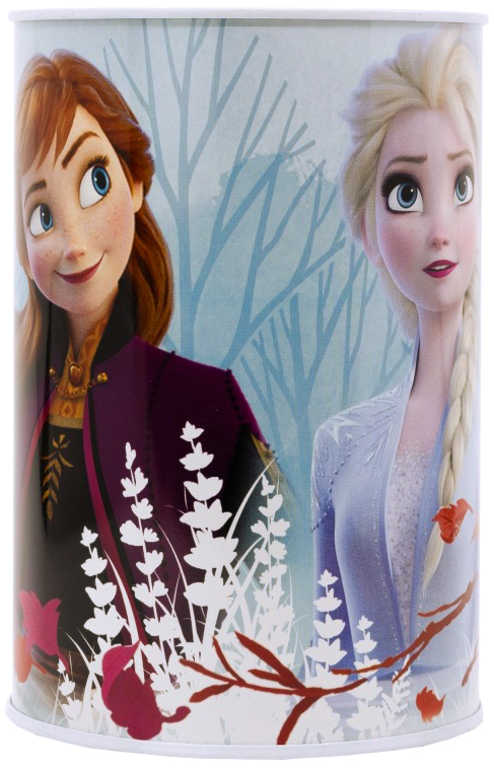 Fotografie Pokladnička válec Frozen 2 (Ledové Království) 15cm dětská kasička plechová