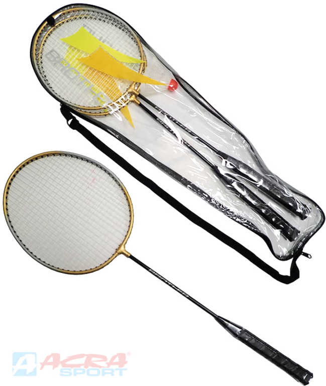 ACRA Badmintonový set pálka 2ks + košíček v přenosném vaku