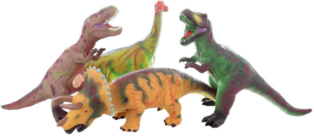 Fotografie Dinosaurus 26cm gumové zvířátko na baterie Zvuk 4 druhy