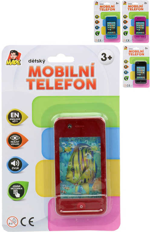 Fotografie Telefon dětský 11cm chytrý mobil smartphone na baterie 4 barvy AJ Zvuk