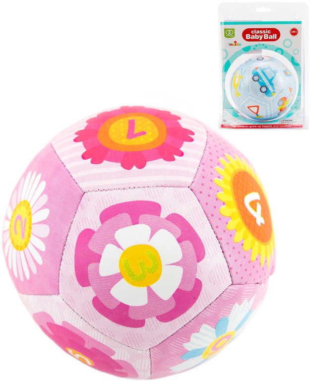 Chrastítko baby soft míček textilní 12cm 2 barvy pro miminko