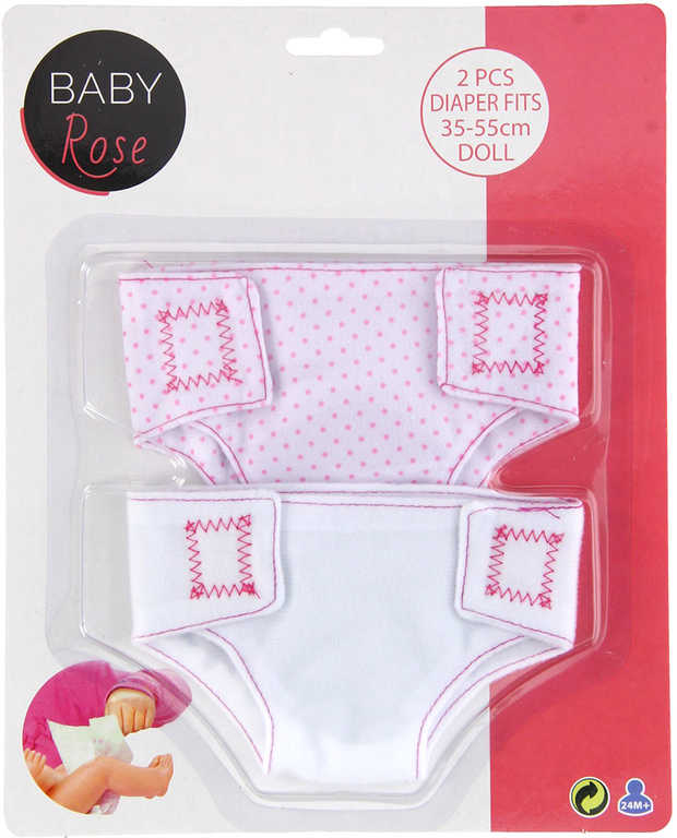 Fotografie Baby Rose plenkové kalhotky látkové pro panenku miminko set 2ks na kartě