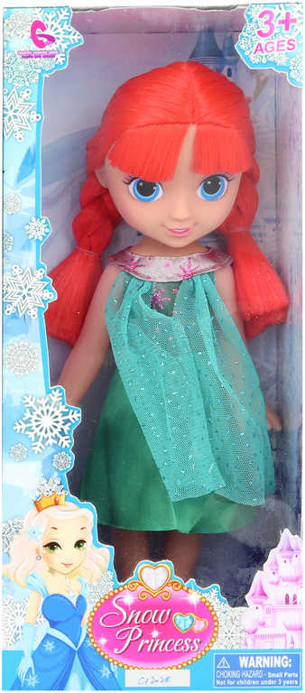 Fotografie Panenka zrzka sněhová princezna 28cm zrzavé vlasy v krabici