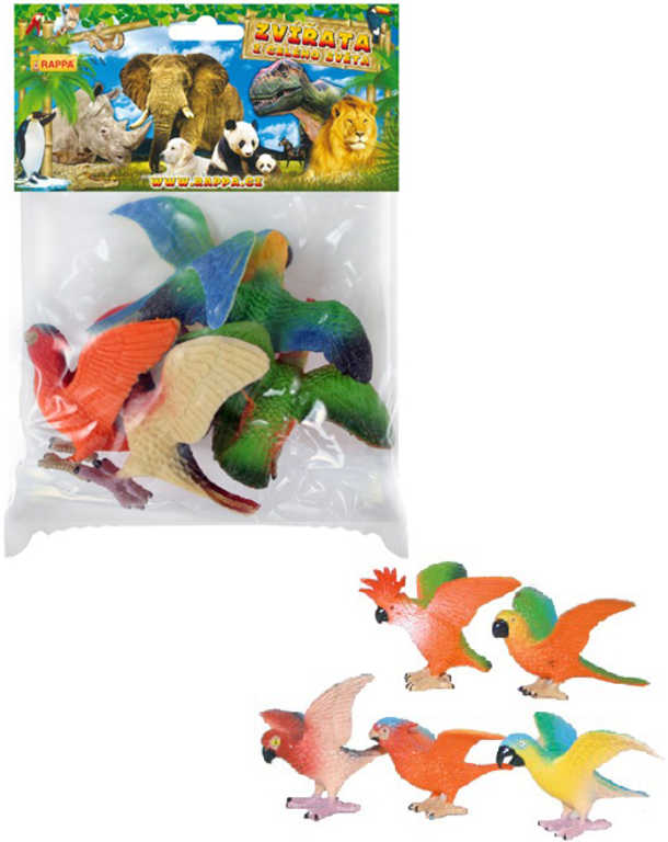 Fotografie Papoušci set 5ks plastové figurky zvířátka v sáčku