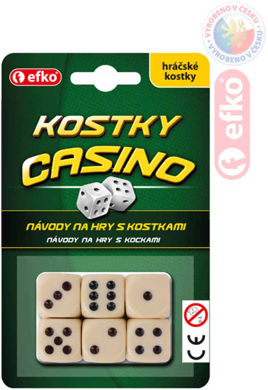 Fotografie EFKO Hra kostky hrací kasino keramické slonová kost set 6ks na kartě