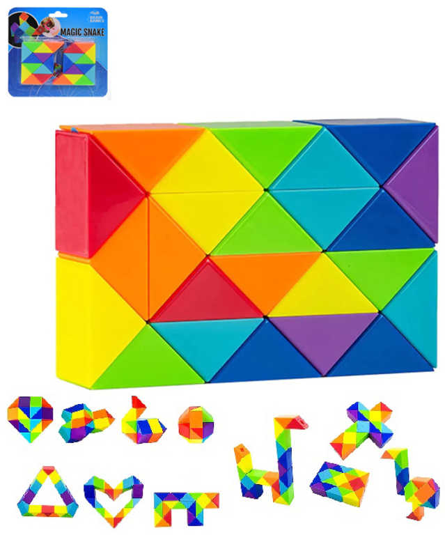 Fotografie Brain Games hra retro hlavolam had barevný 12 dílků skládačka set 2ks na kartě