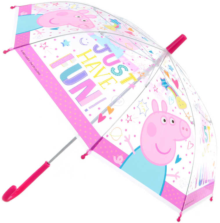 Fotografie Deštník dětský průhledný 60x64cm manuální prasátko Peppa Pig