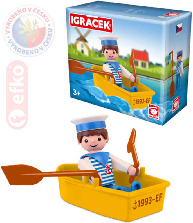 Fotografie EFKO IGRÁČEK Námořník s lodičkou figurka 7,5cm v krabičce STAVEBNICE EFKO