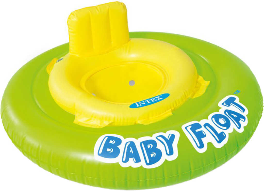 Fotografie INTEX Baby float nafukovací kruh s otvory na nohy 76cm s křížem žlutozelený