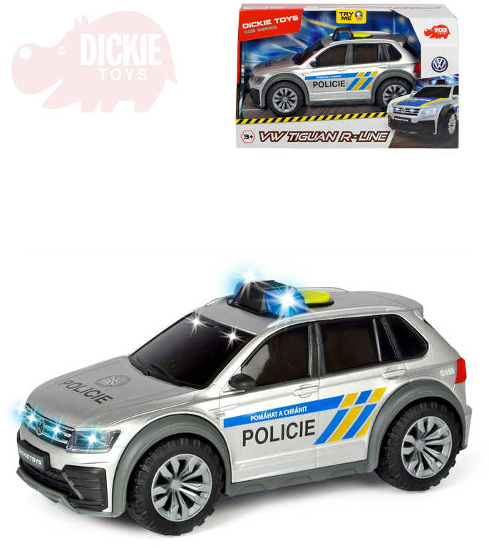 Fotografie DICKIE Auto Policie VW Tiguan R-Line CZ česká verze na baterie Světlo Zvuk