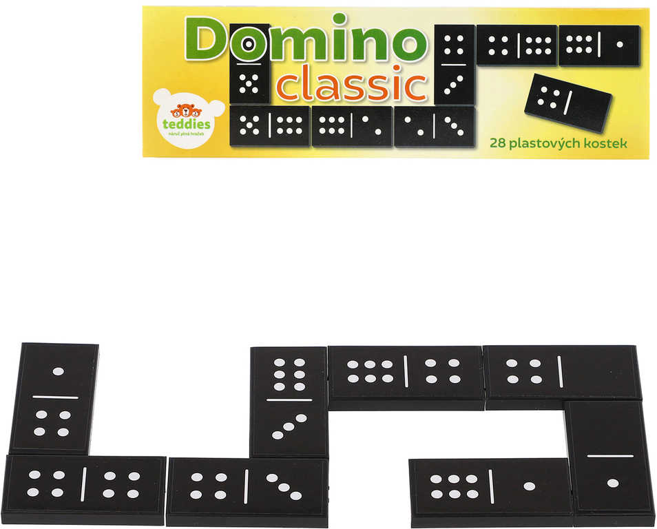 Fotografie Domino Classic 28ks společenská hra plast v krabičce 21x6x3cm