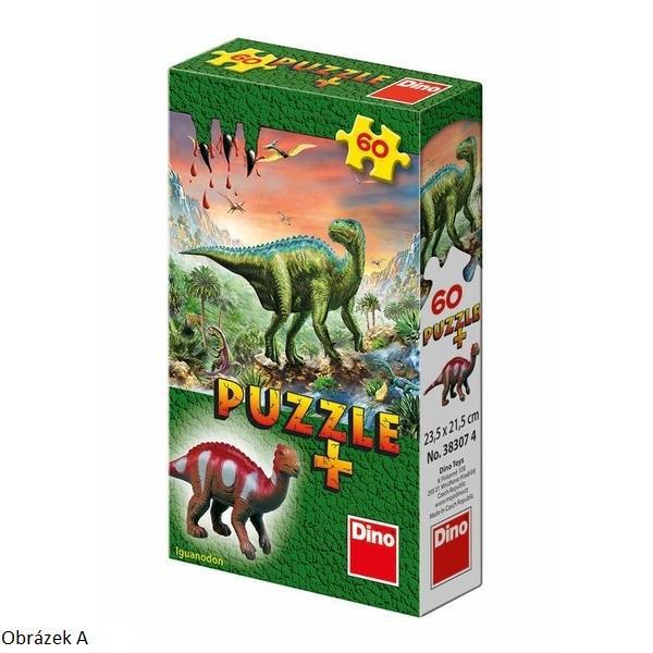 Fotografie Puzzle Dinosauři 23,5x21,5cm 60 dílků + figurka - 6 druhů