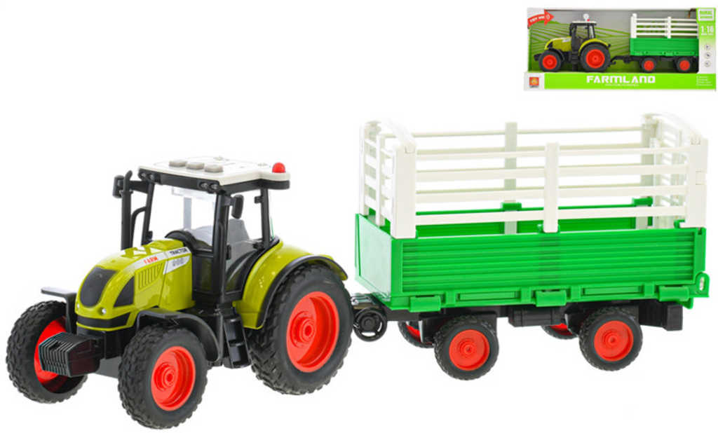 Fotografie Traktor set s vlečkou na baterie Světlo Zvuk kov