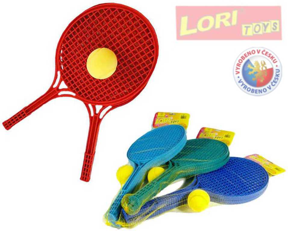 Fotografie Soft tenis plast barevný+míček 53cm v síťce
