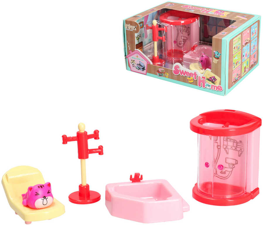 Fotografie Nábytek koupelna herní set doplněk do domečku pro panenky plast