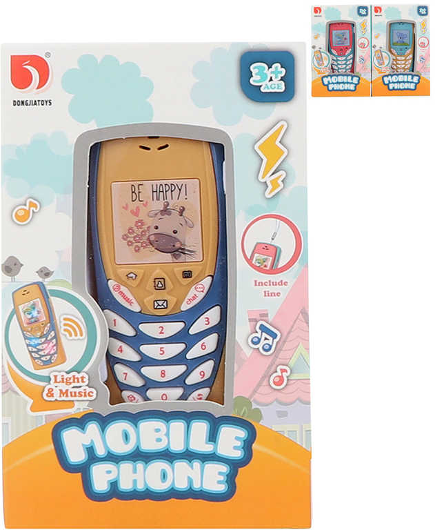 Fotografie Mobilní telefon dětský retro tlačítkový na baterie 3 barvy Světlo Zvuk