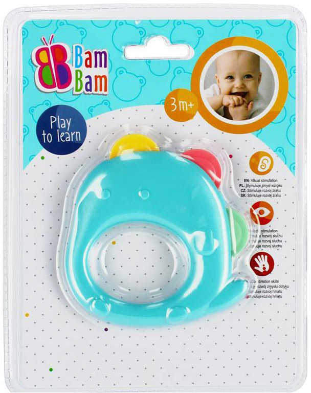BAM BAM Baby chrastítko a kousátko Slon plast pro miminko