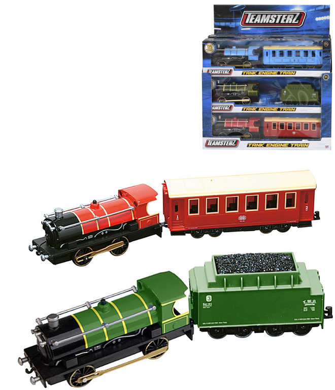 Teamsterz retro vlak kovový historický lokomotiva + vagón 3 druhy v krabici
