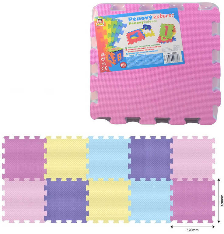 Fotografie Baby puzzle soft pěnové barevné set 10ks měkké bloky 32x32cm na zem