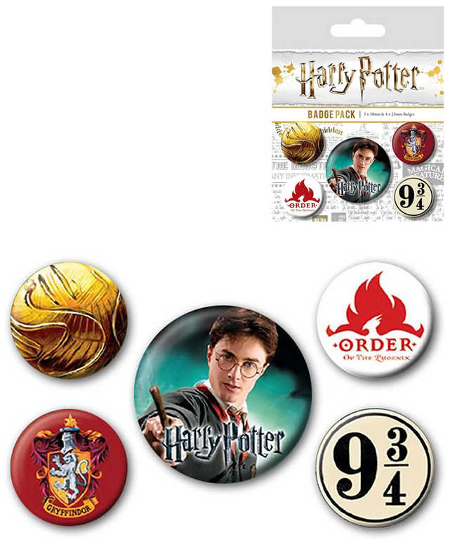 Fotografie Odznaky kulaté Harry Potter Nebelvír 2,5-4cm set 4ks