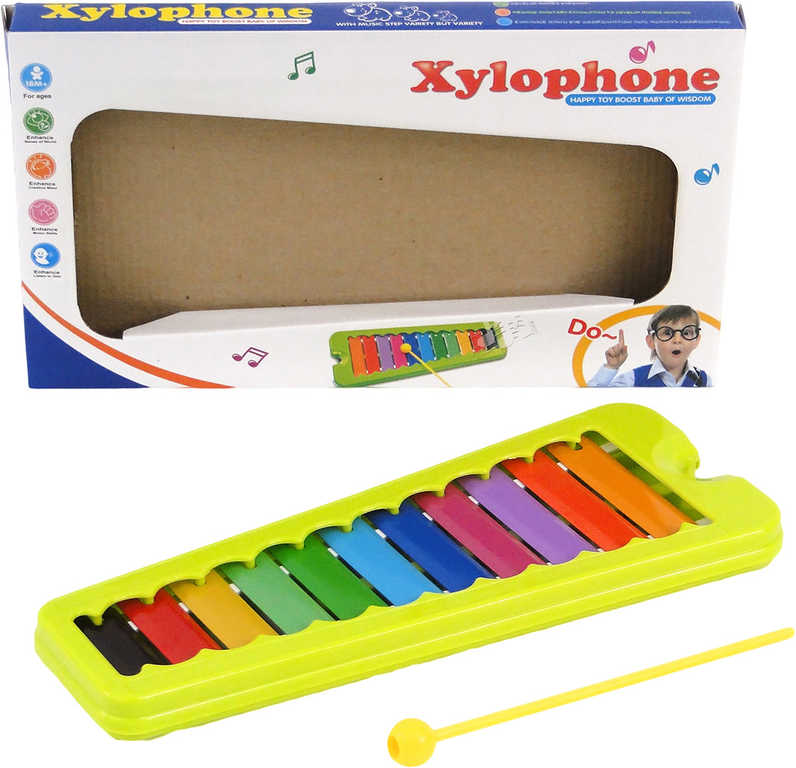 Fotografie Dětský xylofon barevný 11 kláves s paličkou *HUDEBNÍ NÁSTROJE*