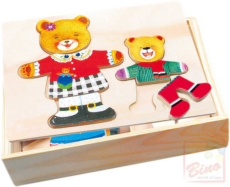 Fotografie Šatník medvědi dřevo barevný v krabici 19x14x4cm