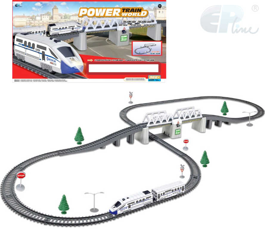 EP Line Power Train World vláčkodráha základní set mašinka s vagonem na baterie