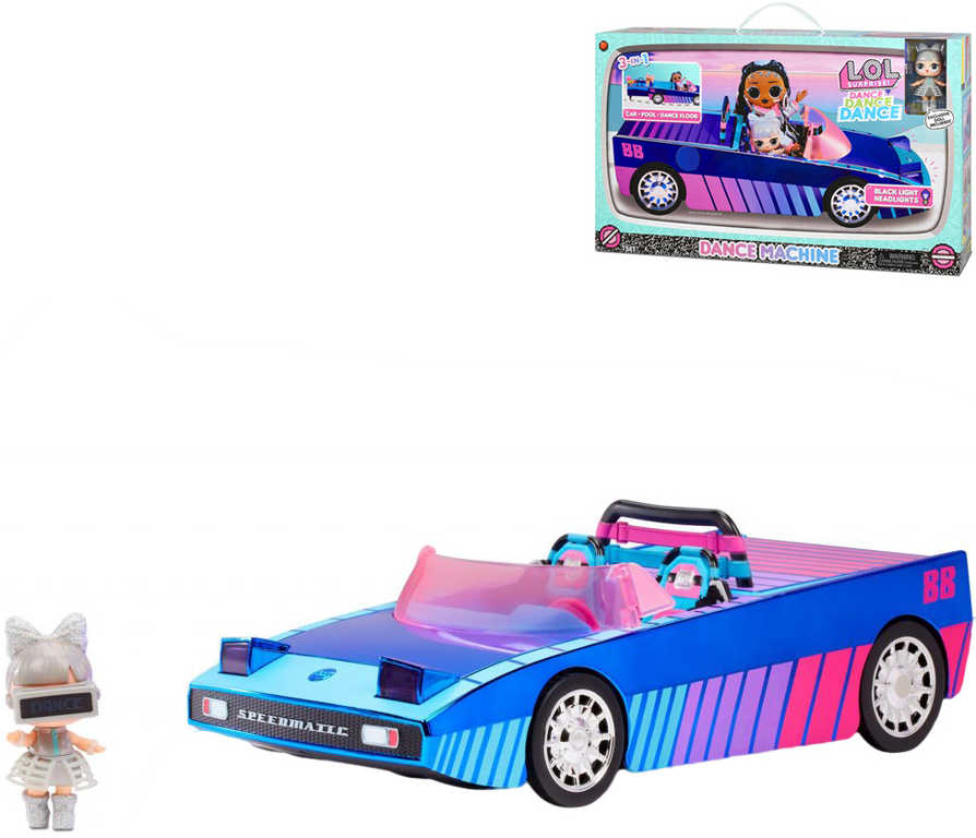 L.O.L. Surprise! Auto Dance luxusní s panenkou a doplňky na baterie UV Světlo 3v1
