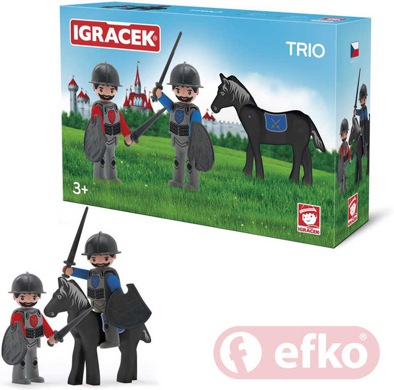 Fotografie EFKO Igráček Trio Dva rytíři a černý kůň