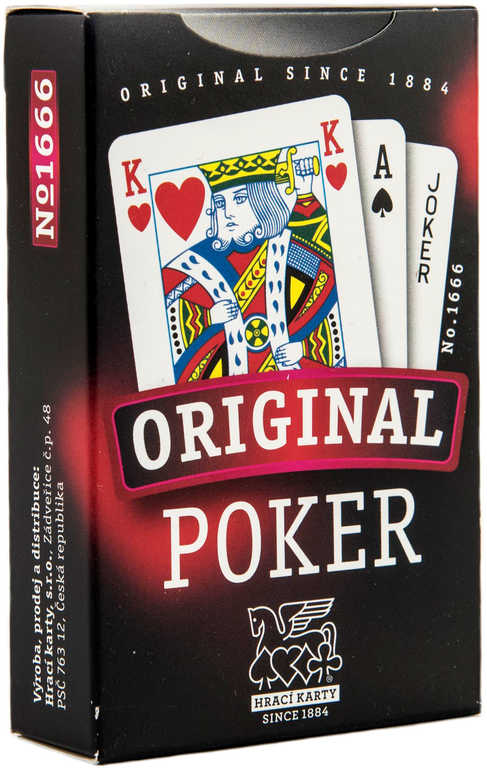 Fotografie Poker společenská hra karty v papírové krabičce 6x9cm
