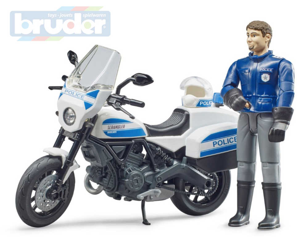 Fotografie BRUDER 62731 Set motorka Ducati Scrambler s figurkou policie Bruder