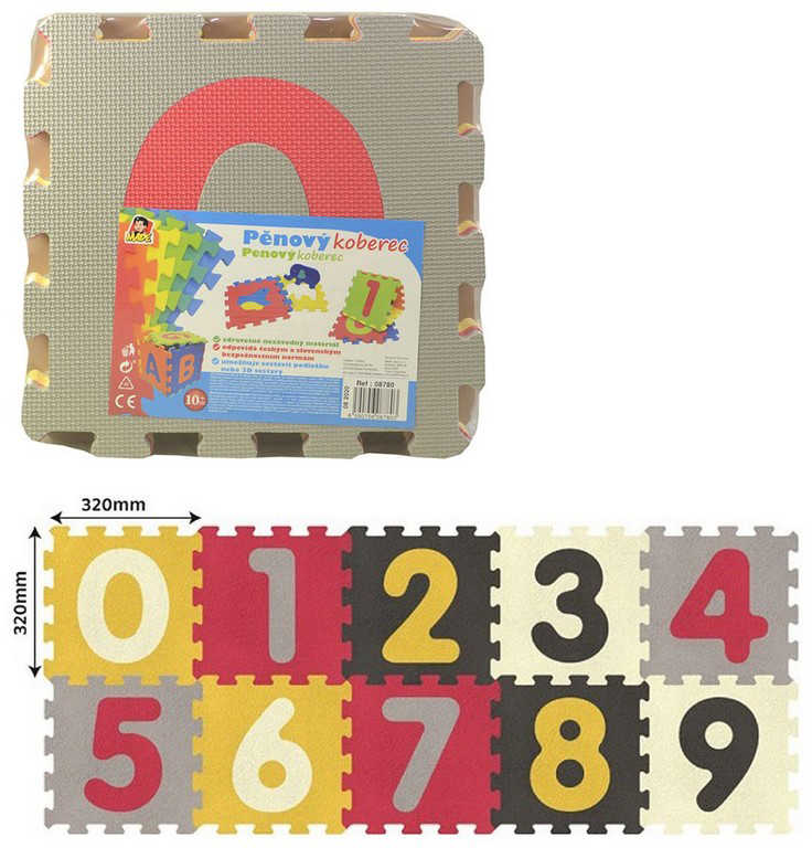Fotografie Baby puzzle soft pěnové čísla set 10ks měkké bloky 32x32cm na zem