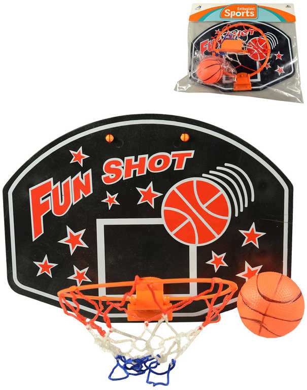Fotografie Basketbalový set deska 35x23cm s košíkem a míčem v sáčku