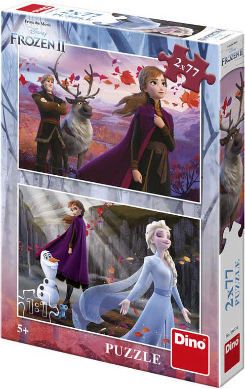Fotografie DINO Puzzle Frozen II (Ledové Království) 2x77 dílků 26x18cm skládačka 2v1