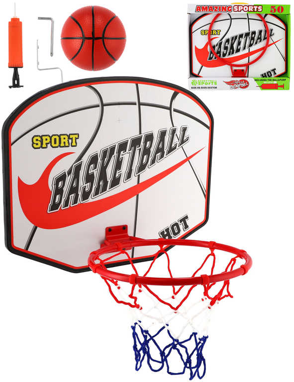 Fotografie Basketbalový koš + míč s pumpičkou v krabici 49x42x4cm