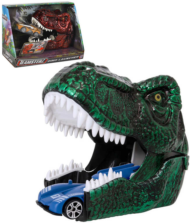 Teamsterz Dinosauří útok set žraločí hlava s vystřelovacím autíčkem kov 2 barvy