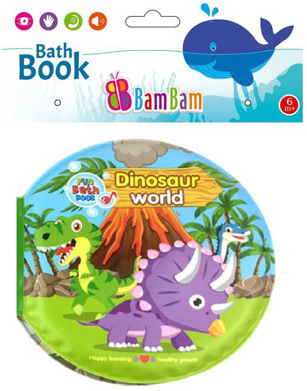 Fotografie BAM BAM Baby knížka svět dinosaurů pískací do vany na koupání pro miminko
