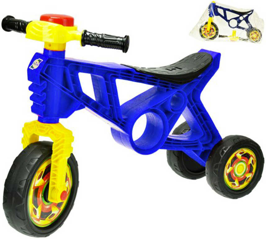 Fotografie Motorka dětské odrážedlo tmavě modré 60x43x19cm s klaksonem plast
