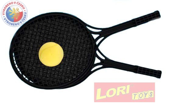 Fotografie Soft tenis plast černý+míček 53cm v síťce