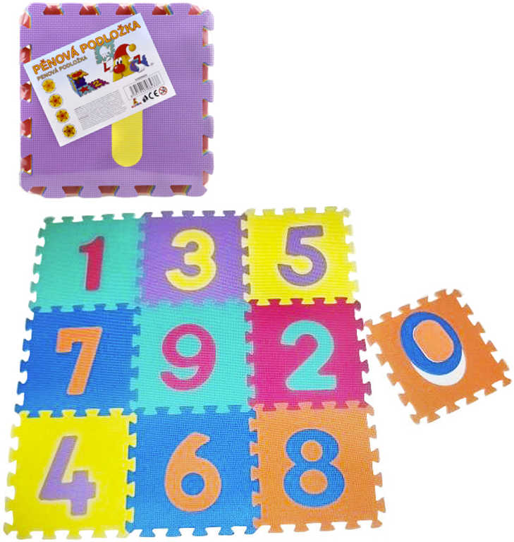 Fotografie Baby puzzle pěnový koberec Čísla set 10ks měkké bloky vkládací
