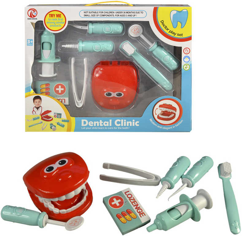Fotografie Zubní ordinace doktorský set dětské lékařeké potřeby 8ks plast v krabici