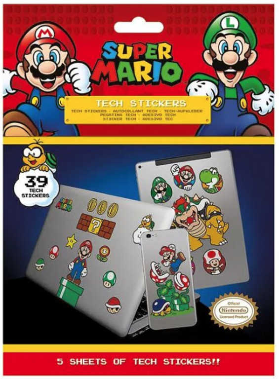 Fotografie Samolepky technické Super Mario set 5 listů 39ks