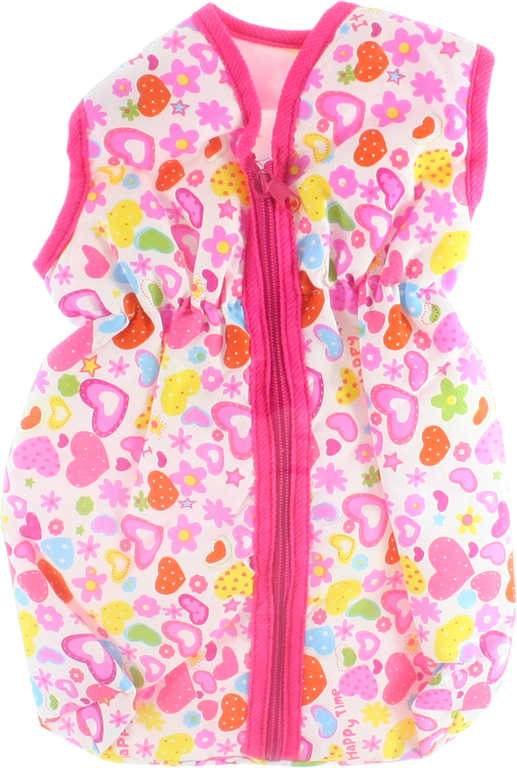 Fotografie Vak spací 27x51cm pro panenku miminko růžový se srdíčky na zip