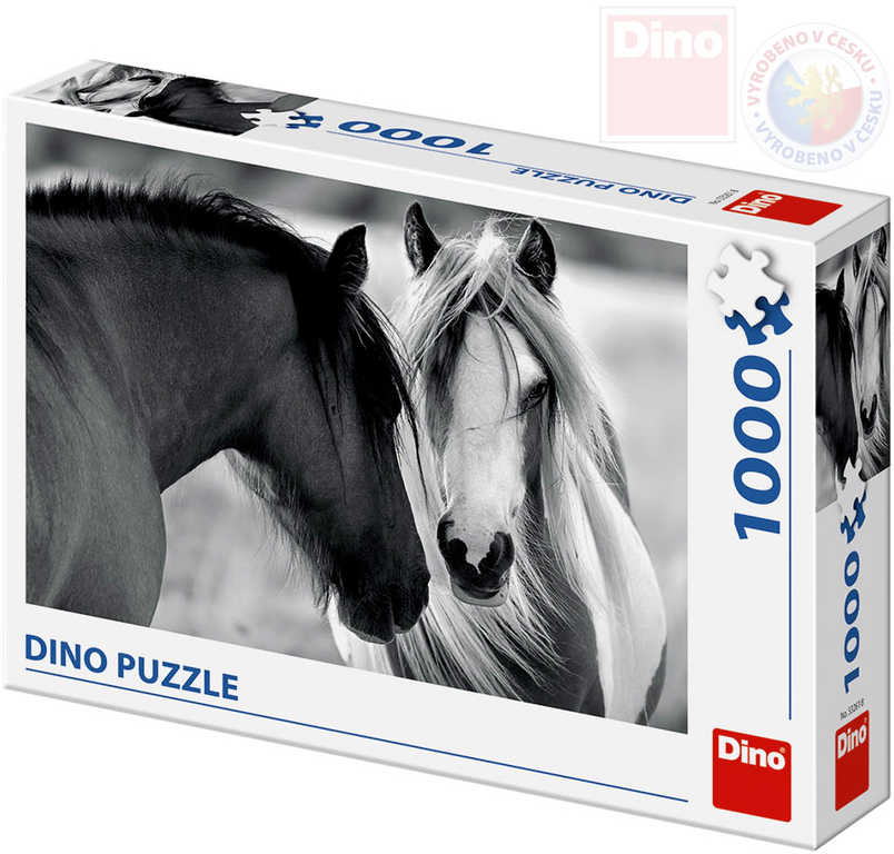 Fotografie Puzzle koně černobílé 66x47cm 1000 dílků v krabici 32x23x7,5cm