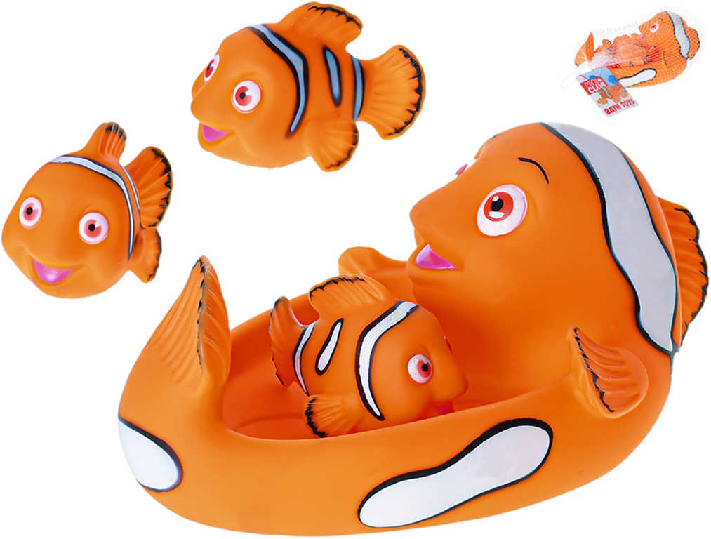 Fotografie Ryba 20cm + 3 rybičky Mini Club baby sada do vany na koupání pro miminko
