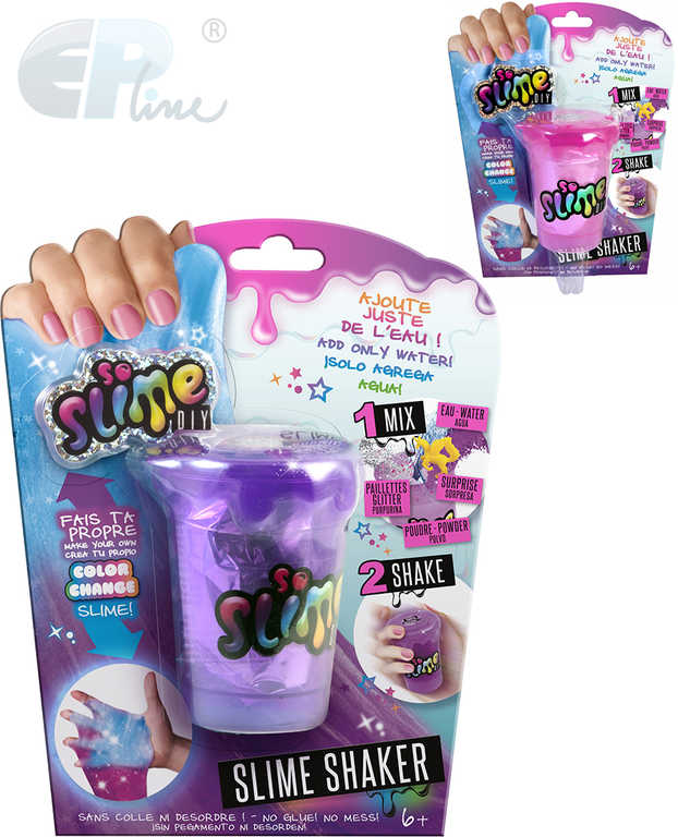 Fotografie EP line Slime výroba slizu pro holky kreativní set shaker s glitry a figurkou mění barvu