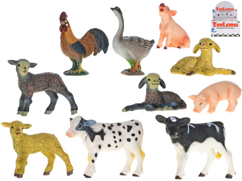 Fotografie Zvířata mláďata farma 4-9cm plastové figurky zvířátka 10 druhů